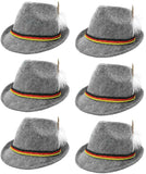 German Alpine Oktoberfest Hat with Feather, (Pack of 6) Gray, One Size