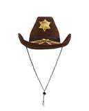 Adult Brown Western Sheriff Badge Cowboy Hat Halloween Cosplay Costume Accessory