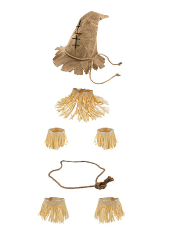 Adult Burlap Scarecrow Hat and Faux Straw Kit Halloween Costume Accessory Set