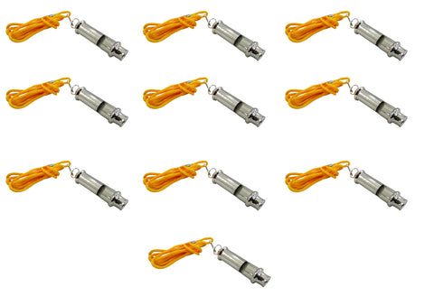 10 Pack Train Conductor Whistle Metal Locomotive Toy Prop Costume Accessory Fun Silver/Yellow