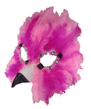 Womens Masquerade Pink Flamingo Mask Feather Adult Mardi Gras Costume Accessory