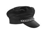 Adult Black Fake Leather Biker Punk Pride Costume Hat Chain Costume Accessory