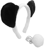 Unisex Panda Bear Ears Headband and Tail Costume Set, Black/White, One Size