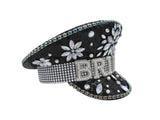 Womens Sequin Bling Bride Captain Hat Sailor Bridal Festival Costume Accessory