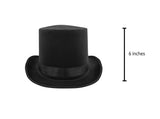 Tall Satin Black Top Hat - Deluxe Caroler Snowman Ringmaster Top Hat - Mad Hatter Baron Costume Hat