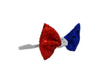 Adult Sequin American Patriotic Red White Blue Bow Tie Bowtie Costume Accessory