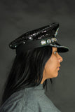 Adult Sequin Captain Rhinestone Hat Festival Disco Halloween Costume Accessory