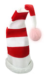 Adult White Red Long Striped Light Up Ball Santa Claus Elf Stocking Cap Hat