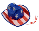 USA American Flag 4th of July Sequin Red White Blue Patriotic Cowboy Cowgirl Hat