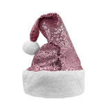 Adult Pink Sequin Santa Christmas Hat Holiday Pom Party Cap Costume Accessory