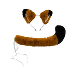 Adult Fluffy Fox Headband Ears Tail Set Cosplay Animal Costume Accessory