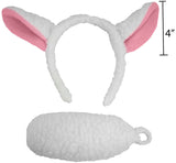 Unisex Lamb Ears Headband and Tail Accessory Set, White, One Size