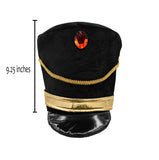 Unisex Adult Black Band Major Toy Soldier Hat Faux Red Gem Costume Accessory