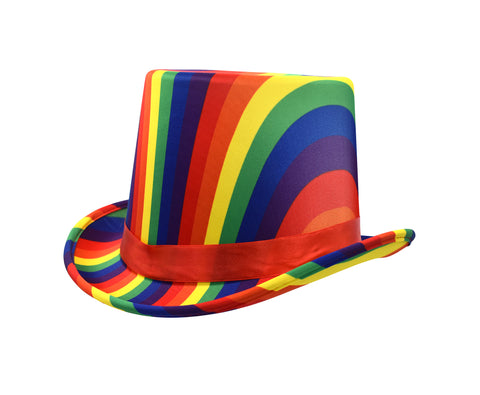 Adult Rainbow Striped Top Hat Pride Magician Festival Parade Costume Accessory