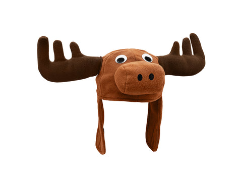 Adult Funny Brown Moose Hat Head Antlers Eyes Reindeer Animal Costume Accessory