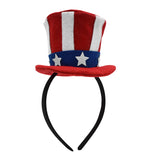 4th of July Mini Uncle Sam USA Patriotic Top Hat On Headband Costume Accessory