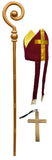 Adult Bishop Priest Pope Hat And Gold Crozier Staff Saint Costume Accessory Set