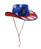 USA American Flag 4th of July Sequin Red White Blue Patriotic Cowboy Cowgirl Hat