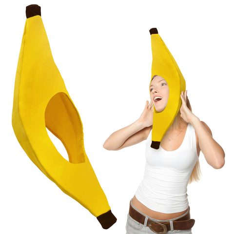 Adult Cosplay Oversized Yellow Banana Hat Brown Tips Halloween Costume Accessory