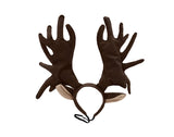 Brown Moose Antler Ears Headband Nose Reindeer Antlers Animal Costume Accessory