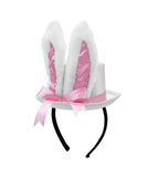 Womens White Bunny Ear Mini Top Hat Headband Easter Wonderland Costume Accessory