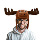 Adult Funny Brown Moose Hat Head Antlers Eyes Reindeer Animal Costume Accessory