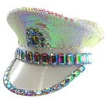 Adult Sequin Captain Rhinestone Hat Festival Disco Halloween Costume Accessory