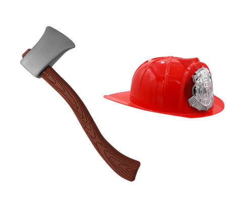 Child Firefighter Fireman And Helmet Axe Tool Halloween Costume Accessory Set