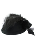 Mini Top Hat Fascinator with Pearl Stud On Hair Clips, Black, One Size