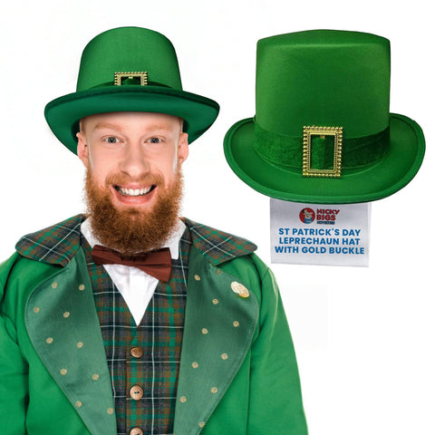 Unisex Adult Saint Patrick's Day Irish Leprechaun Green Top Hat with Buckle