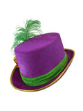 Womens Velvet Mardi Gras Top Hat Gold Rose Green Feather Costume Accessory