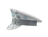 Womens Sequin Bling Bride Captain Hat Sailor Bridal Festival Costume Accessory