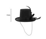 Mini Black Glitter Mesh Top Hat Fascinator with Faux Feather Gatsby Costume Accessory