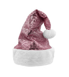 Adult Pink Sequin Santa Christmas Hat Holiday Pom Party Cap Costume Accessory