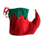 Unisex Adult Red and Green Elf Hat & Shoes Jingle Bells Holiday Costume Set