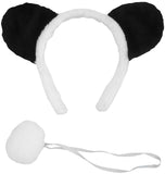 Unisex Panda Bear Ears Headband and Tail Costume Set, Black/White, One Size