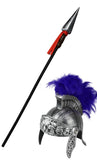 Medieval Knight Roman Helmet with Faux Feathers And Spear Prop Legion Centurion Gladiator Costume Warrior Accessories