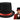 Black Top Hat with Red Band Caroler Snowman Ringmaster Mad Hatter Baron Costume