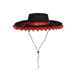 Adult Cosplay Matador Hat Red Poms Bullfighter Mariachi Cap Costume Accessory