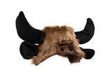 Adult Furry Bison Buffalo Hat Soft Horns Ears Fluffy Animal Costume Accessory