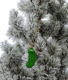 3.5" Green Glass Pickle Ornament Old German Tradition Christmas Tree Decoration