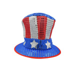 Uncle Sam Red White Blue Hat Sequin Patriotic Top Hat and Bow Tie Costume Set