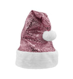 Adult Pink Sequin Santa Christmas Hat Holiday Pom Party Cap Costume Accessory