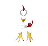 White Rooster Chicken Costume Kit Headband Tail Beak Nose Feet Accessory Set