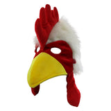 Adult Fuzzy Chicken Hat With Gizzard Rooster Hat Mask Costume Accessory One Size