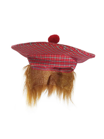 Golf Scottish Irish Tam Hat Plaid Tam O Shanter with Hair Costume Accessory