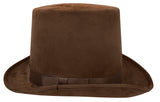 Deluxe 6" Faux Brown Suede Top Hat Steampunk Coachman Adult Costume Accessory