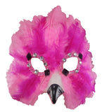 Womens Masquerade Pink Flamingo Mask Feather Adult Mardi Gras Costume Accessory