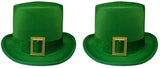 St. Patrick's Day Leprechaun Green Satin Top Hat Adult Costume Cap 2 Pack Set