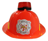 Fire Chief Fireman Fighter Helmet Red Hat With Siren Light Costume